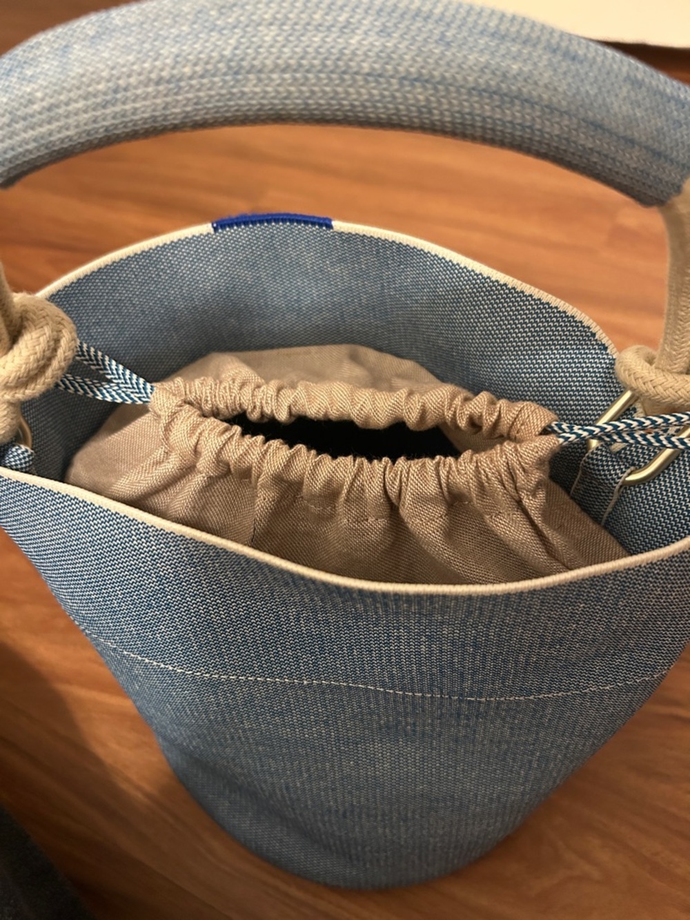 NWOT! ROTHY’S Light Blue Canvas Bucket Bag with Rope Handle - Picture 3 of 10